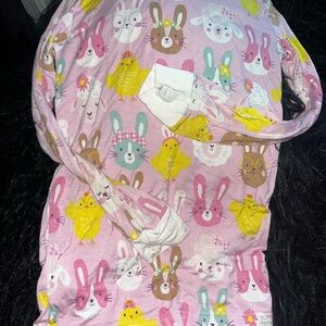 Little Sleepies Pink Bunny & Chick Print Pajama TOP ONLY